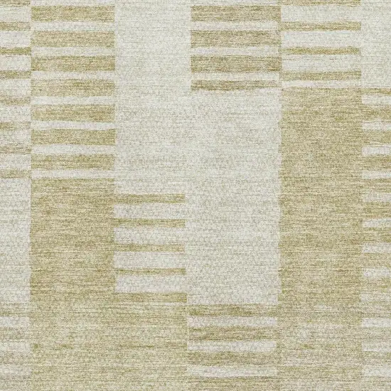 Beige And Ivory Striped Washable Area Rug With UV Protection Photo 2