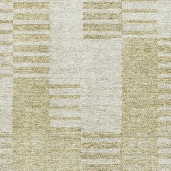 Beige And Ivory Striped Washable Area Rug With UV Protection Photo 2