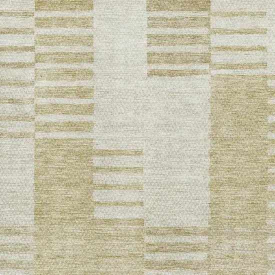Beige And Ivory Striped Washable Area Rug With UV Protection Photo 2