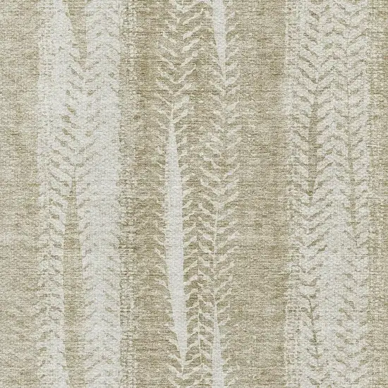 Beige And Ivory Striped Washable Area Rug With UV Protection Photo 2