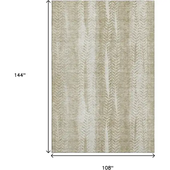 Beige And Ivory Striped Washable Area Rug With UV Protection Photo 3
