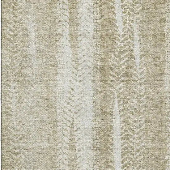 Beige And Ivory Striped Washable Area Rug With UV Protection Photo 2