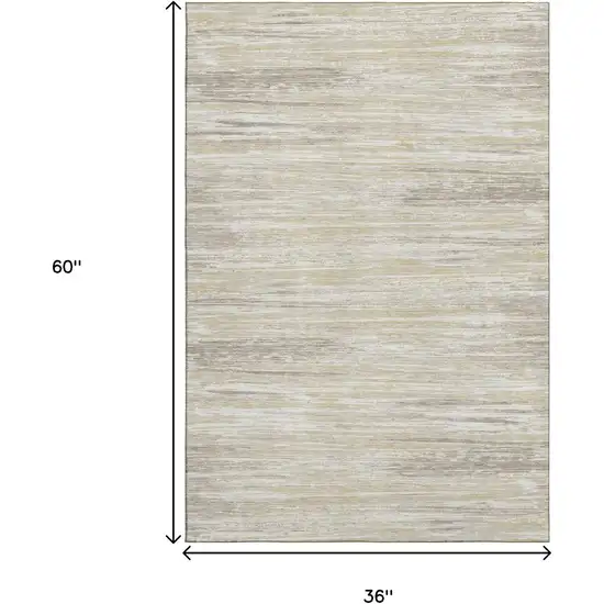Beige And Ivory Striped Washable Area Rug With UV Protection Photo 3