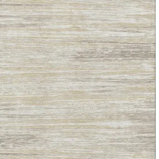 Beige And Ivory Striped Washable Area Rug With UV Protection Photo 3