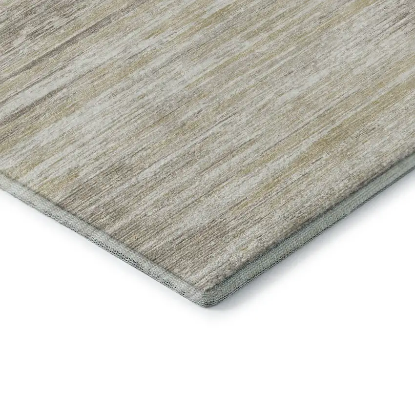 Beige And Ivory Striped Washable Area Rug With UV Protection Photo 8