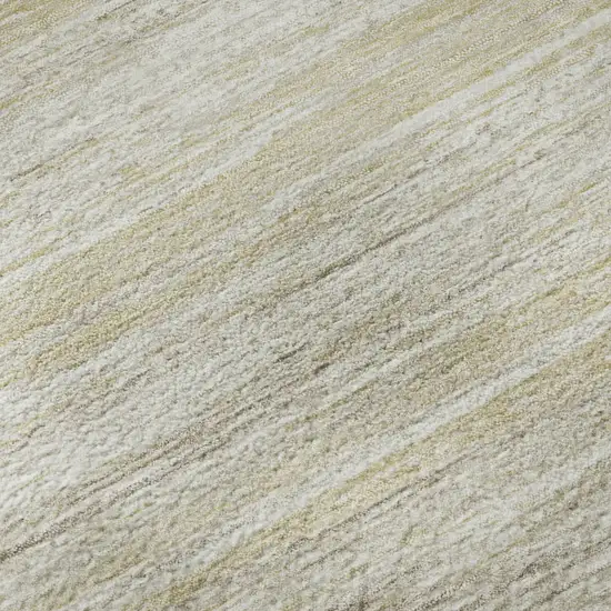 Beige And Ivory Striped Washable Area Rug With UV Protection Photo 9