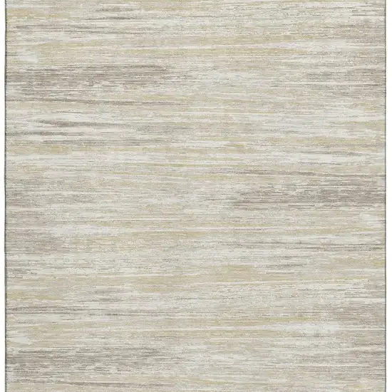 Beige And Ivory Striped Washable Area Rug With UV Protection Photo 3