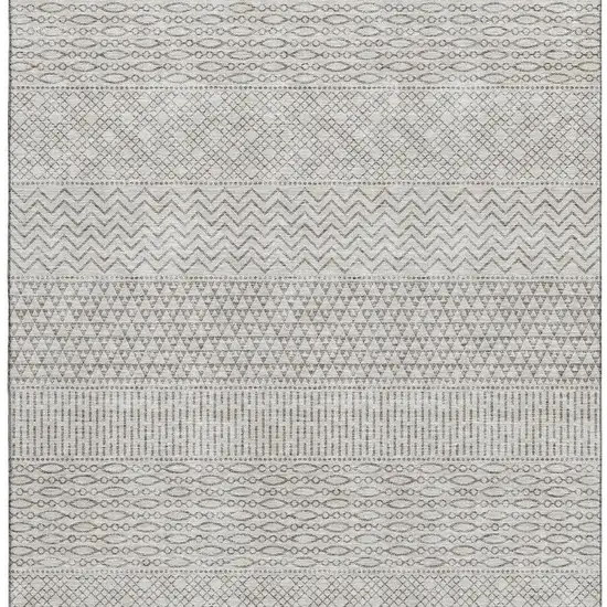 Beige And Ivory Striped Washable Area Rug With UV Protection Photo 3