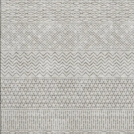 Beige And Ivory Striped Washable Area Rug With UV Protection Photo 3