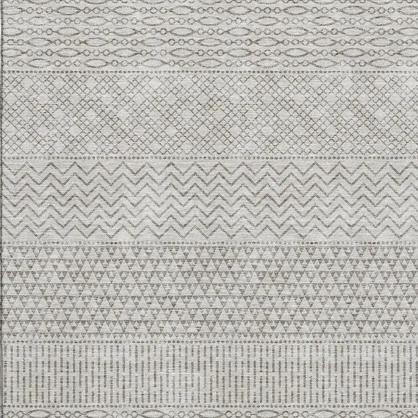 Beige And Ivory Striped Washable Area Rug With UV Protection Photo 3