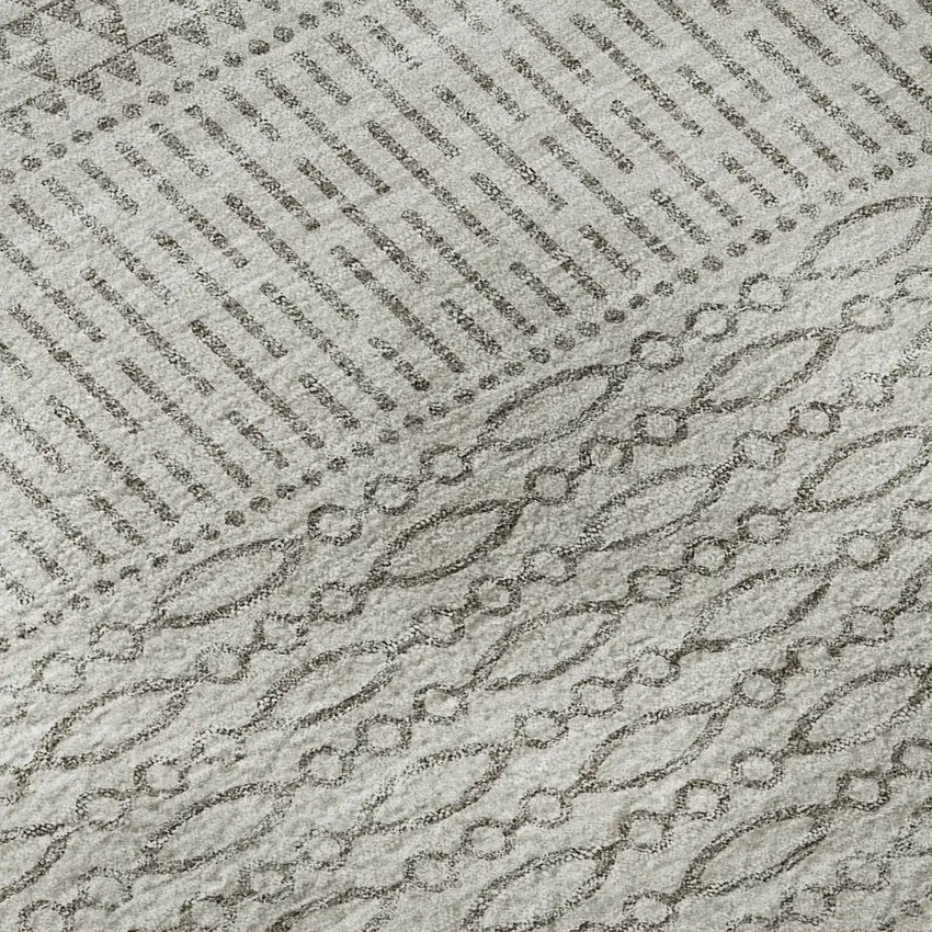 Beige And Ivory Striped Washable Area Rug With UV Protection Photo 9