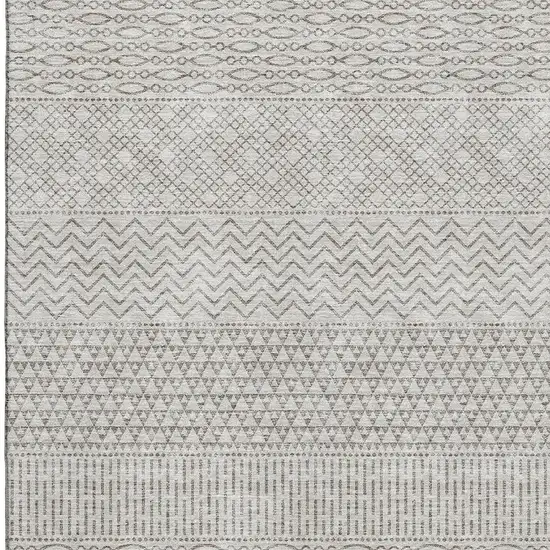 Beige And Ivory Striped Washable Area Rug With UV Protection Photo 2