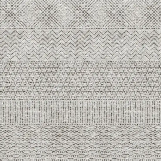 Beige And Ivory Striped Washable Area Rug With UV Protection Photo 2