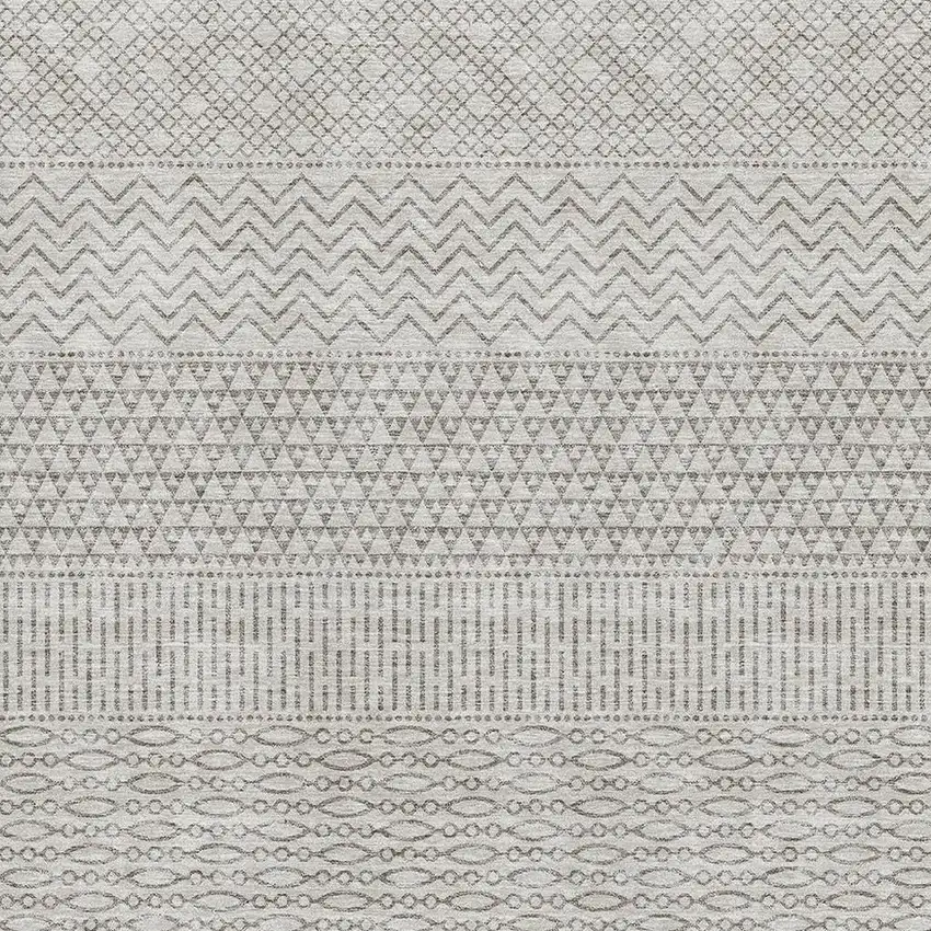 Beige And Ivory Striped Washable Area Rug With UV Protection Photo 2