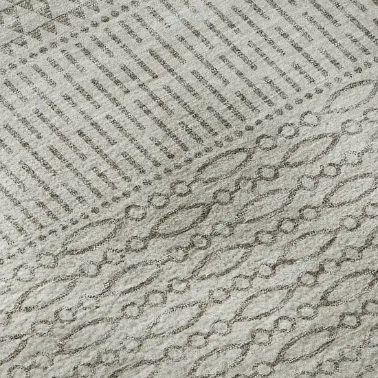 Beige And Ivory Striped Washable Area Rug With UV Protection Photo 9