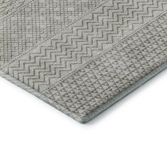 Beige And Ivory Striped Washable Area Rug With UV Protection Photo 7