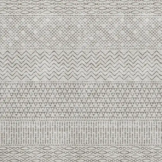 Beige And Ivory Striped Washable Area Rug With UV Protection Photo 2