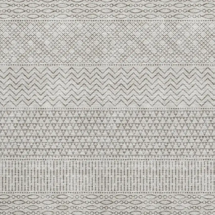 Beige And Ivory Striped Washable Area Rug With UV Protection Photo 2