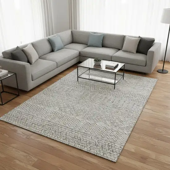 Beige And Ivory Striped Washable Area Rug With UV Protection Photo 2