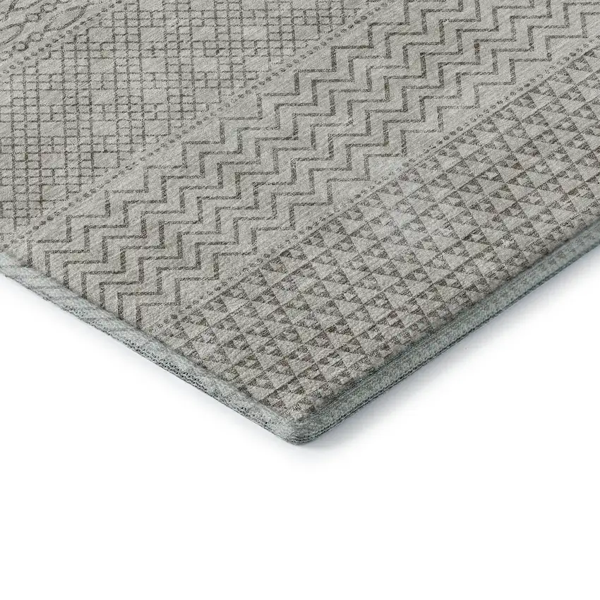 Beige And Ivory Striped Washable Area Rug With UV Protection Photo 7