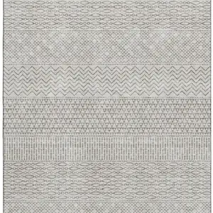 Photo of Beige And Ivory Striped Washable Area Rug With UV Protection