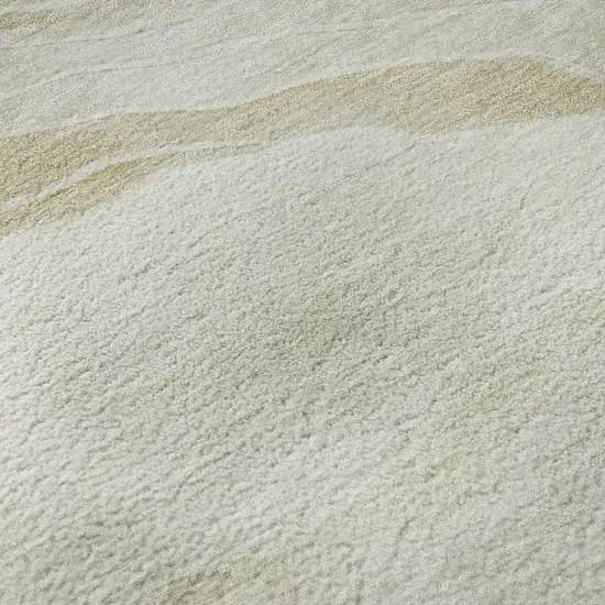 Beige And Ivory Striped Washable Area Rug With UV Protection Photo 9