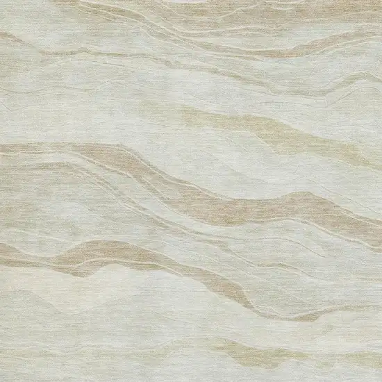 Beige And Ivory Striped Washable Area Rug With UV Protection Photo 2