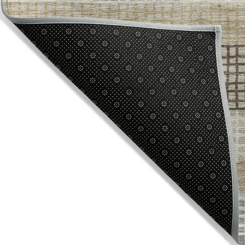 Beige And Ivory Striped Washable Indoor Outdoor Area Rug Photo 8