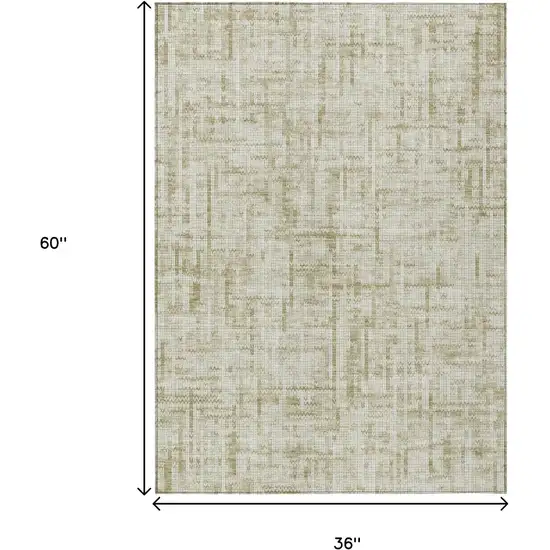 Beige And Ivory Striped Washable Indoor Outdoor Area Rug Photo 9