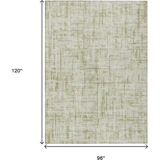 Beige And Ivory Striped Washable Indoor Outdoor Area Rug Photo 8