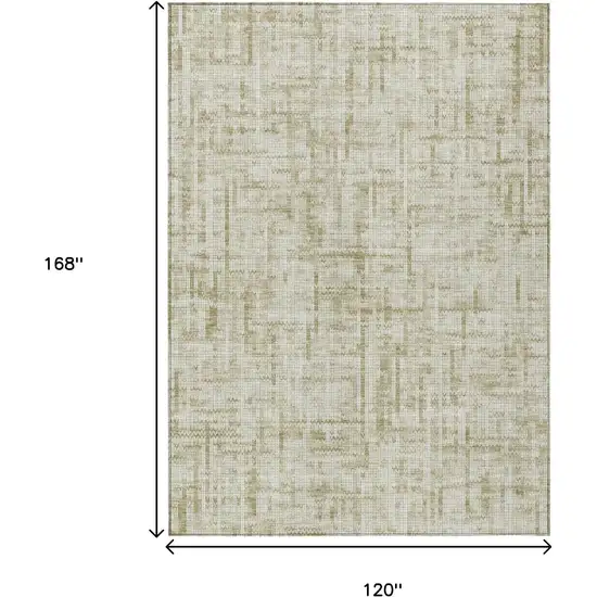 Beige And Ivory Striped Washable Indoor Outdoor Area Rug Photo 8