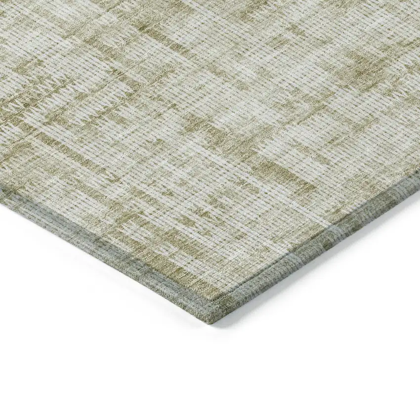 Beige And Ivory Striped Washable Indoor Outdoor Area Rug Photo 3