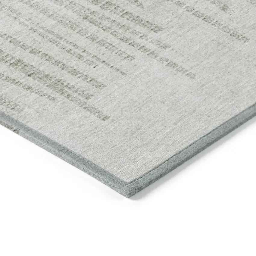 Beige And Ivory Striped Washable Indoor Outdoor Area Rug Photo 3