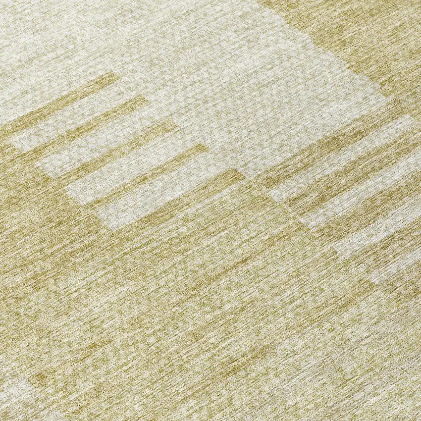 Beige And Ivory Striped Washable Indoor Outdoor Area Rug Photo 7