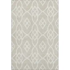 Photo of Beige And Ivory Trellis Washable Area Rug With UV Protection