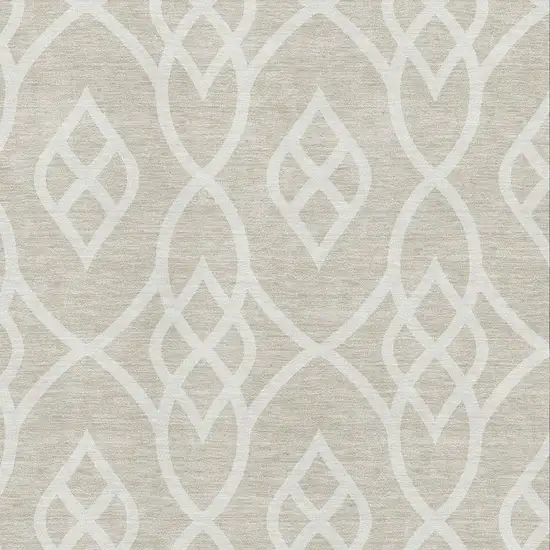 Beige And Ivory Trellis Washable Area Rug With UV Protection Photo 3