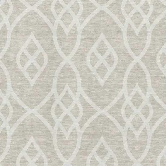 Beige And Ivory Trellis Washable Area Rug With UV Protection Photo 3