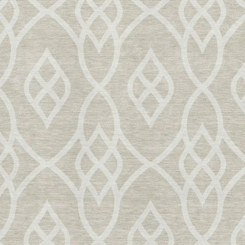 Beige And Ivory Trellis Washable Area Rug With UV Protection Photo 3