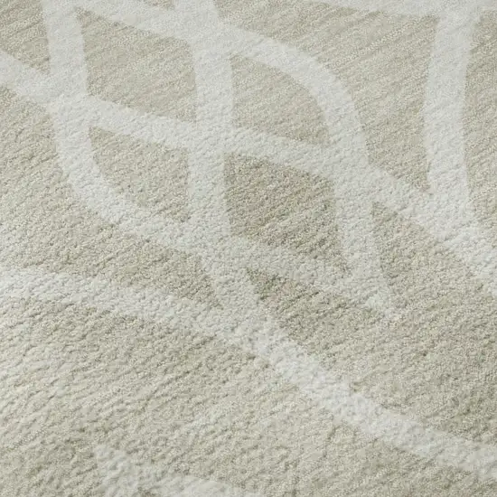 Beige And Ivory Trellis Washable Area Rug With UV Protection Photo 7