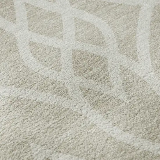 Beige And Ivory Trellis Washable Area Rug With UV Protection Photo 8