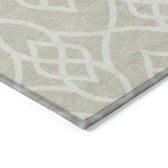 Beige And Ivory Trellis Washable Indoor Outdoor Area Rug Photo 5