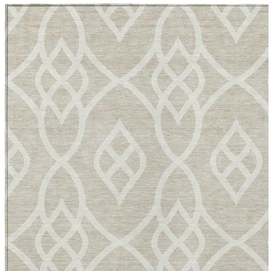 Beige And Ivory Trellis Washable Indoor Outdoor Area Rug Photo 6