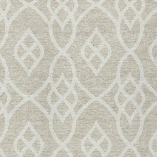 Beige And Ivory Trellis Washable Indoor Outdoor Area Rug Photo 6