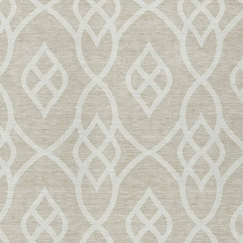 Beige And Ivory Trellis Washable Indoor Outdoor Area Rug Photo 6