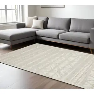 Photo of Beige And Ivory Tribal Area Rug