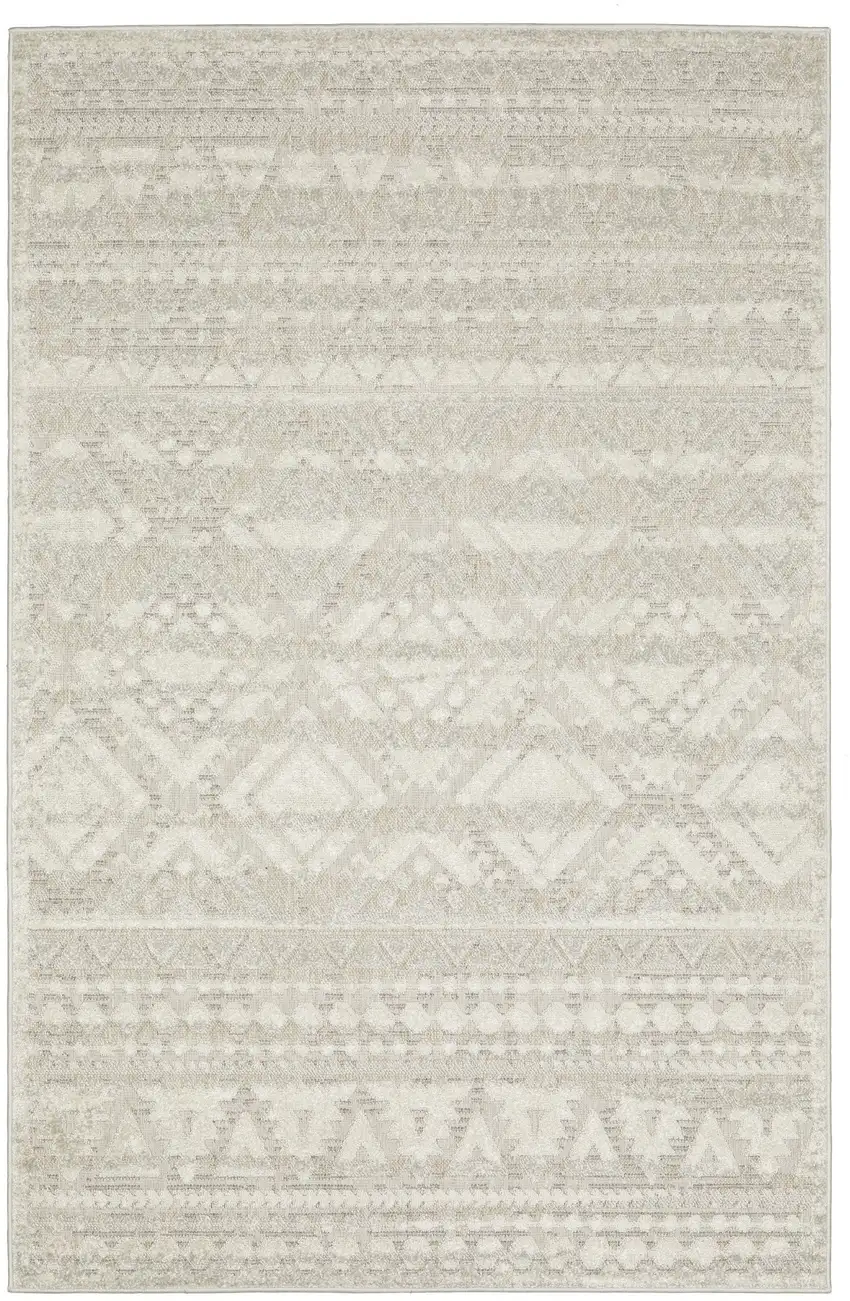 Beige And Ivory Tribal Area Rug Photo 7