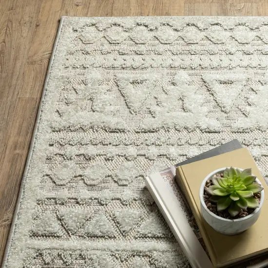 Beige And Ivory Tribal Area Rug Photo 9