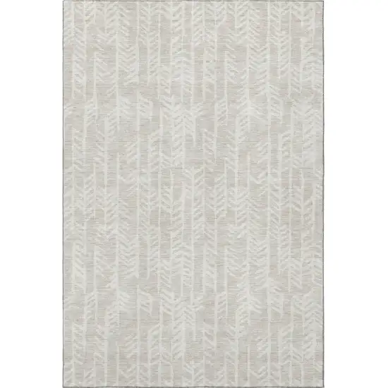 Beige And Ivory Tribal Washable Area Rug With UV Protection Photo 4