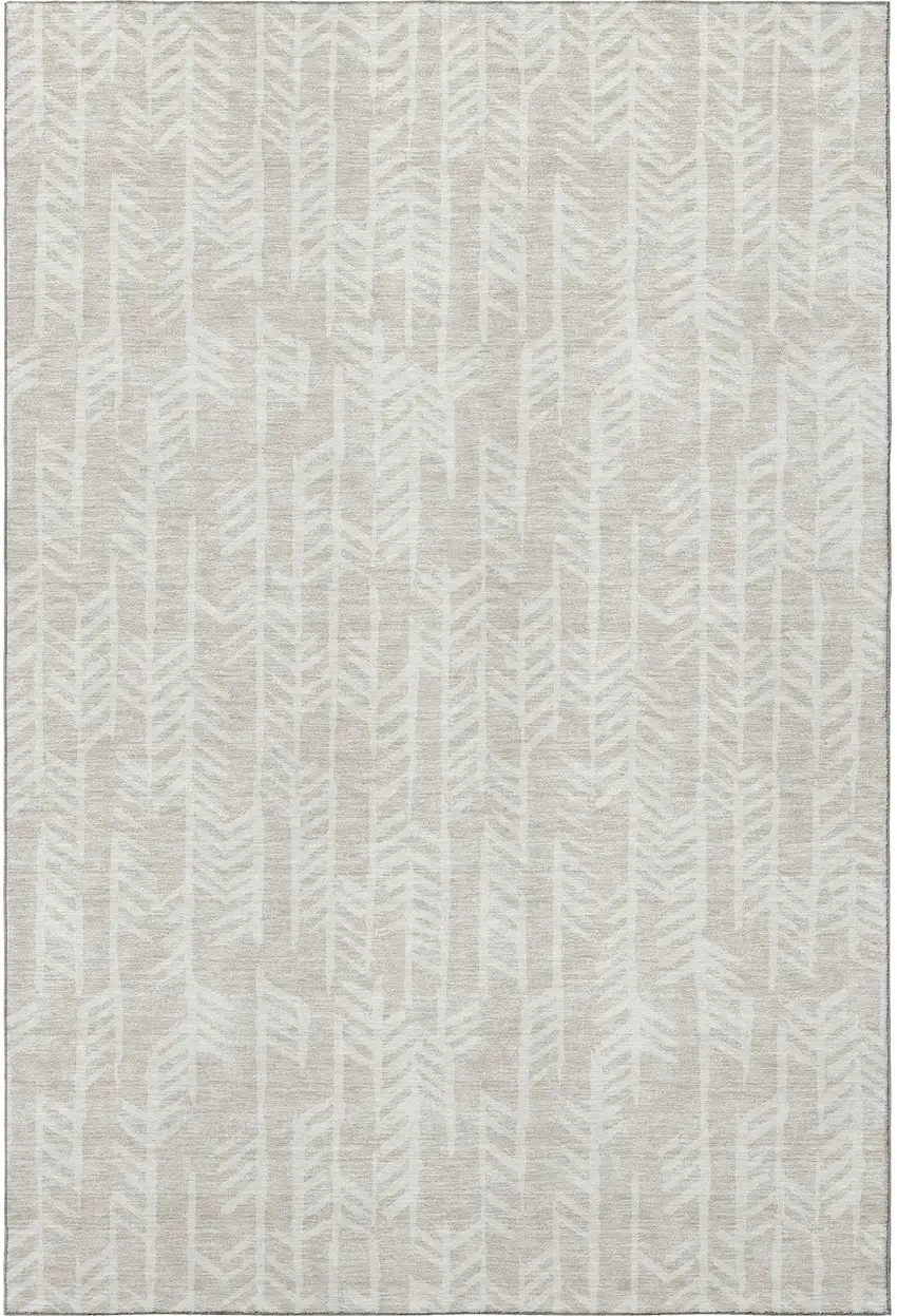 Beige And Ivory Tribal Washable Area Rug With UV Protection Photo 4