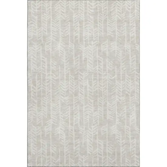 Beige And Ivory Tribal Washable Area Rug With UV Protection Photo 1